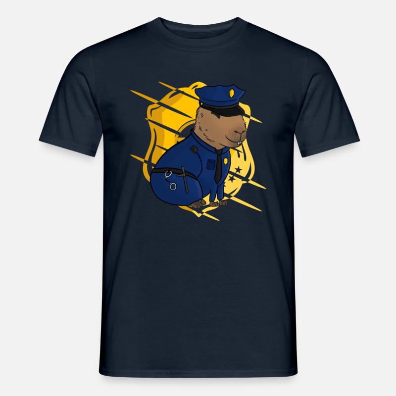 Capybara Meme Polizei - Männer T-Shirt - Navy