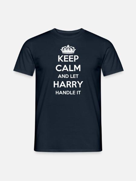 Keep Calm Handle It - First Name Name Funny Harry - Men's T-Shirt - navy