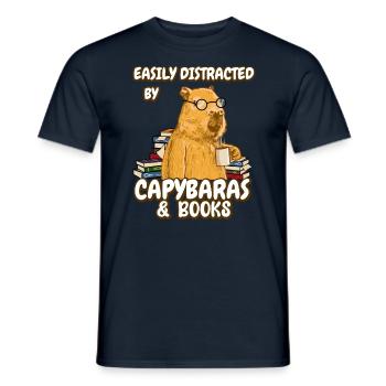 Easily distracted by Capybaras & Books - Men's T-Shirt - navy - Front - AI Model Male 178 light (178cm)