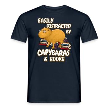 Easily distracted by Capybaras & Books - Men's T-Shirt - navy - Front - AI Model Male 178 light (178cm)
