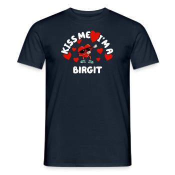 Kiss Me - Saint-Valentin Nom Dabbing Heart Birgit - T-shirt homme - marine - Devant - AI Model Male 178 light (178cm)