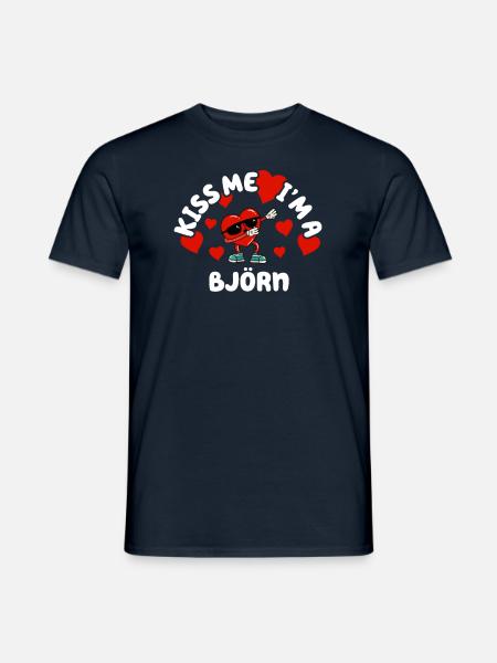 Kiss Me - Valentine's Day Name Dabbing Heart Björn - Men's T-Shirt - navy