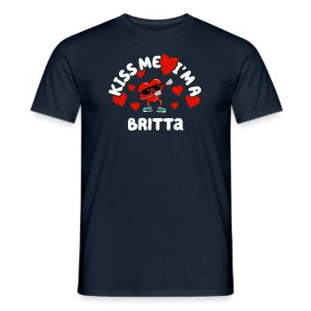 Kiss Me - Valentine's Day Name Dabbing Heart Britta - Men's T-Shirt - navy - Front - AI Model Male 178 light (178cm)
