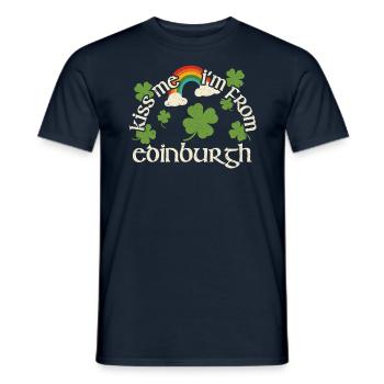 Kiss Me - Saint-Patrick Édimbourg - T-shirt homme - marine - Devant - AI Model Male 178 light (178cm)