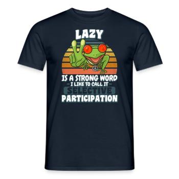 Hippie Frog Lazy is a strong word - Men's T-Shirt - navy - Front - AI Model Male 178 light (178cm)