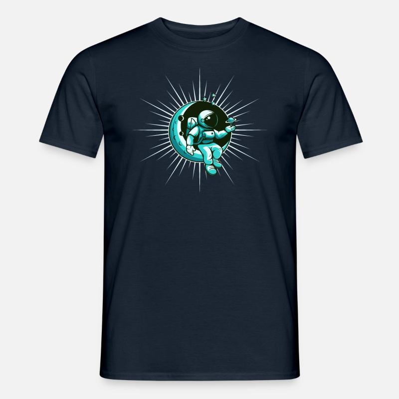 Spaceman sitting on the Moon - Männer T-Shirt - Navy