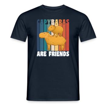 Capybaras are friends retro - Men's T-Shirt - navy - Front - AI Model Male 178 light (178cm)