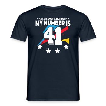 L’âge n’est qu’un chiffre – 41e anniversaire - T-shirt homme - marine - Devant - AI Model Male 178 light (178cm)