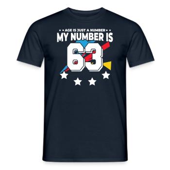 L’âge n’est qu’un chiffre - 63e anniversaire - T-shirt homme - marine - Devant - AI Model Male 178 light (178cm)