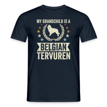 My grandchild is a Belgian Tervuren - Men's T-Shirt - navy - Front - AI Model Male 178 light (178cm)