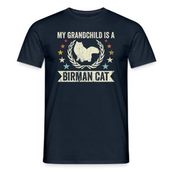 Mein Enkelkind Ist Eine Birman -Katze - Männer T-Shirt - Navy - Vorne - AI Model Male 178 light (178cm)