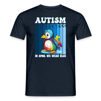 Autism Awareness Pinguin - Männer T-Shirt - Navy - Vorne - AI Model Male 178 light (178cm)
