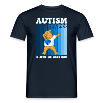 Capybara Sensibilisation à l’autisme - T-shirt homme - marine - Devant - AI Model Male 178 light (178cm)