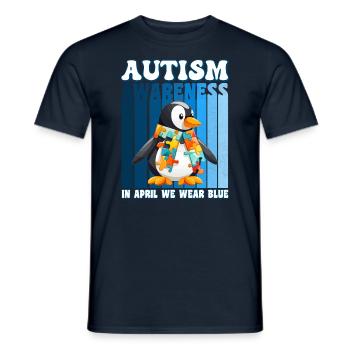 Autism Awareness Pinguin - Männer T-Shirt - Navy - Vorne - AI Model Male 178 light (178cm)