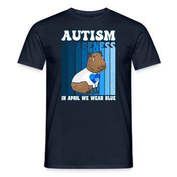 Capybara Sensibilisation à l’autisme - T-shirt homme - marine - Devant - AI Model Male 178 light (178cm)