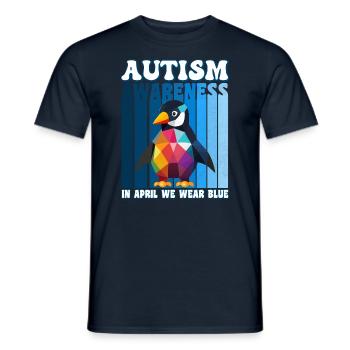 Autism Awareness Pinguin - Männer T-Shirt - Navy - Vorne - AI Model Male 178 light (178cm)