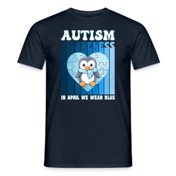 Autism Awareness Pinguin - Männer T-Shirt - Navy - Vorne - AI Model Male 178 light (178cm)