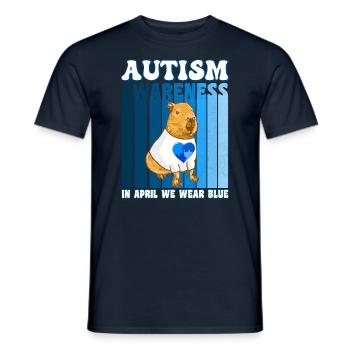 Capybara Sensibilisation à l’autisme - T-shirt homme - marine - Devant - AI Model Male 178 light (178cm)