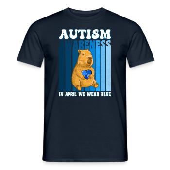 Capybara Sensibilisation à l’autisme - T-shirt homme - marine - Devant - AI Model Male 178 light (178cm)