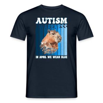 Capybara Sensibilisation à l’autisme - T-shirt homme - marine - Devant - AI Model Male 178 light (178cm)