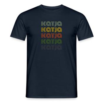 70er Retro Name Vintage Personalisieres Katja - Männer T-Shirt - Navy - Vorne - AI Model Male 178 light (178cm)