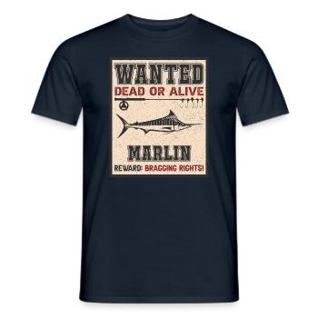 Wanted Fish - Marlin Fishing - Men's T-Shirt - navy - Front - AI Model Male 178 light (178cm)