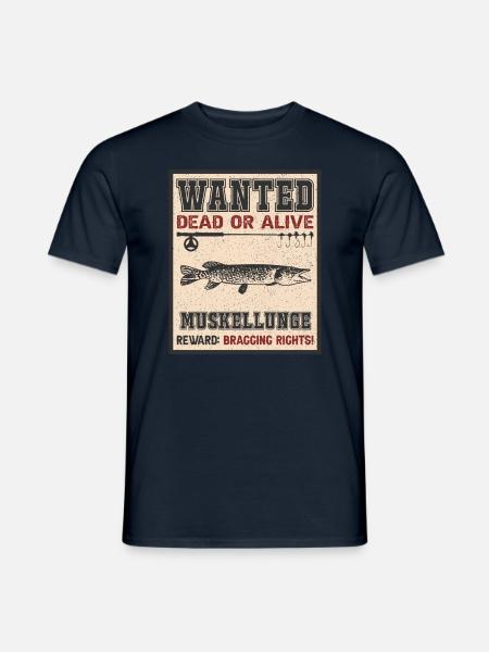 Gesuchter Fisch - Muskellunge-Angeln - Männer T-Shirt - Navy