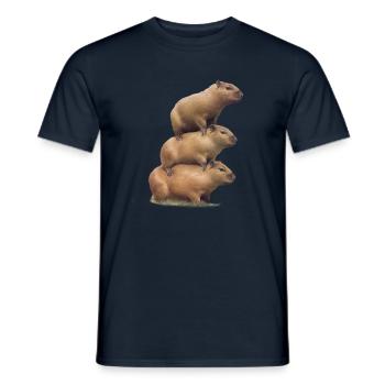 Capybara chevauchent les uns sur les autres - T-shirt homme - marine - Devant - AI Model Male 178 light (178cm)