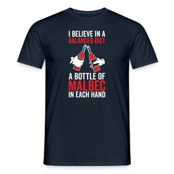 Balanced Diet Bottle Malbec Lover - Men's T-Shirt - navy - Front - AI Model Male 178 light (178cm)
