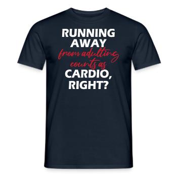 Weglaufen - Pumpen Bedeckt Frauen In Fitnessstudio - Männer T-Shirt - Navy - Vorne - AI Model Male 178 light (178cm)