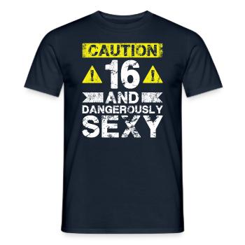 16 Dangereusement Sexy - 16e anniversaire - T-shirt homme - marine - Devant - AI Model Male 178 light (178cm)