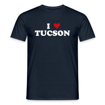 Heart USA City - J’aime Tucson - T-shirt homme - marine - Devant - AI Model Male 178 light (178cm)