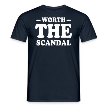 Ça vaut le scandale, trop chaud pour être géré - T-shirt homme - marine - Devant - AI Model Male 178 light (178cm)