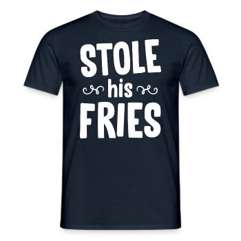 Stole His Fries Her Heart - Couple - Men's T-Shirt - navy - Front - AI Model Male 178 light (178cm)