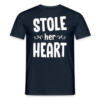 Stole Your Heart His Fries - Couple - Men's T-Shirt - navy - Front - AI Model Male 178 light (178cm)