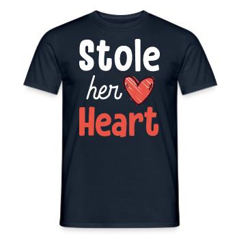 Stole Your Heart His Fries - Couple - Men's T-Shirt - navy - Front - AI Model Male 178 light (178cm)