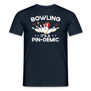 Bowling : C’est une aiguille de bowling pour femmes - T-shirt homme - marine - Devant - AI Model Male 178 light (178cm)
