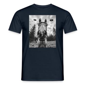 Horse - Alien American Quarter UFO - Men's T-Shirt - navy - Front - AI Model Male 178 light (178cm)