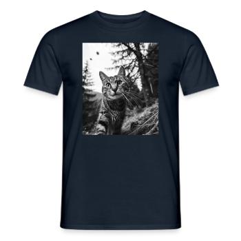 Chat - OVNI extraterrestre américain à poil court - T-shirt homme - marine - Devant - AI Model Male 178 light (178cm)