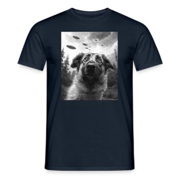 Chien - Berger d’Anatolie extraterrestre OVNI - T-shirt homme - marine - Devant - AI Model Male 178 light (178cm)