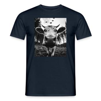Vache - Alien Selfie Ayrshire UFO - T-shirt homme - marine - Devant - AI Model Male 178 light (178cm)