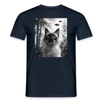 Alien BalinCat - Alien Selfie Balinese UFO - Men's T-Shirt - navy - Front - AI Model Male 178 light (178cm)
