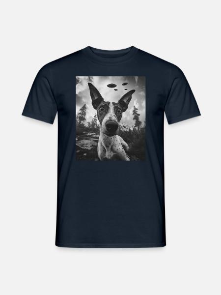 Dog - Alien Selfie Basenji UFO - Men's T-Shirt - navy
