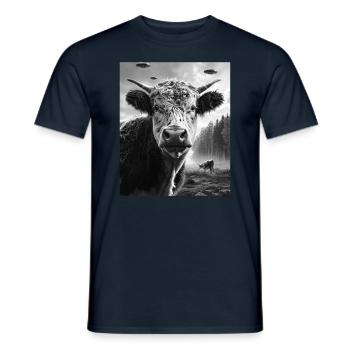 aKuh - Alien Selfie Galloway UFO - Men's T-Shirt - navy - Front - AI Model Male 178 light (178cm)