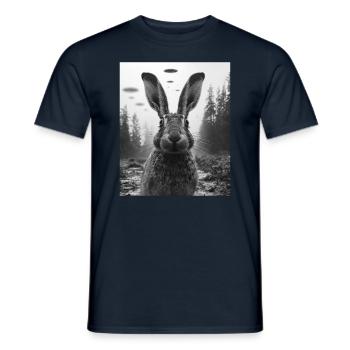 Lapin - Alien Selfie Lièvre Belge OVNI - T-shirt homme - marine - Devant - AI Model Male 178 light (178cm)