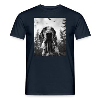 Chien - Alien Selfie Bloodhound UFO - T-shirt homme - marine - Devant - AI Model Male 178 light (178cm)