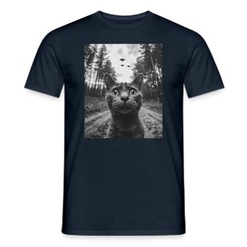 Cat - Alien Selfie Bombay UFO - Men's T-Shirt - navy - Front - AI Model Male 178 light (178cm)