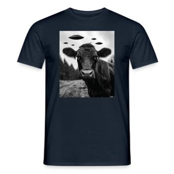 Vache - Alien Selfie Black Angus OVNI - T-shirt homme - marine - Devant - AI Model Male 178 light (178cm)