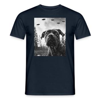 Chien - Alien Selfie Boerboel UFO - T-shirt homme - marine - Devant - AI Model Male 178 light (178cm)
