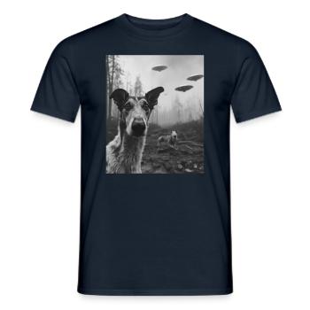 Hund - Alien Selfie Borzoi Ufo - Männer T-Shirt - Navy - Vorne - AI Model Male 178 light (178cm)